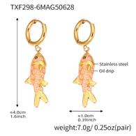 TXF298-6 Dark pink fish pendant earrings Picture5