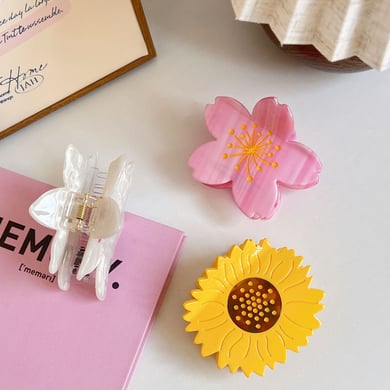 1 paar Simple Series Sweet Flower Acetate haarklemmen voor dames h5 Afbeelding2