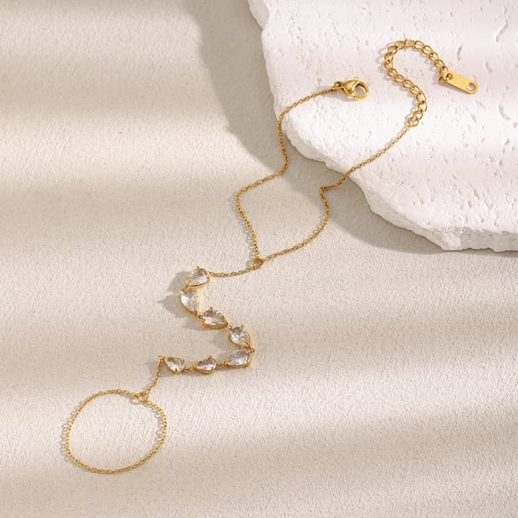 1 Piece Luxurious Series Elegant Irregular Shape Stainless Steel Zircon Women's Chain Bracelets 2