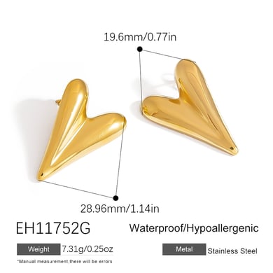 1 Pair Romantic Simple Heart Stainless Steel  Women's Stud Earrings h5 Picture2