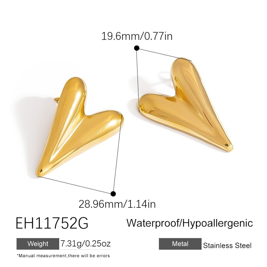 1 Pair Romantic Simple Heart Stainless Steel  Women's Stud Earrings Picture2
