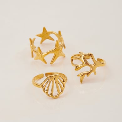 1 Piece Marine Organism Stainless Steel Gold Color Statement Rings h5 Picture5