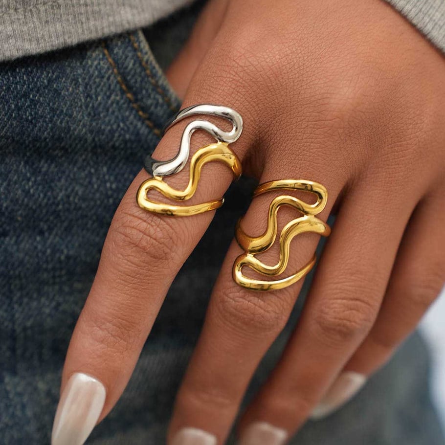 1 Piece Simple  Casual Irregular Shape Stainless Steel  Statement Rings Picture4