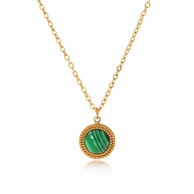 1 Piece Simple Series Daily Circle Stainless Steel  Natural Stone Women's Necklaces h5 