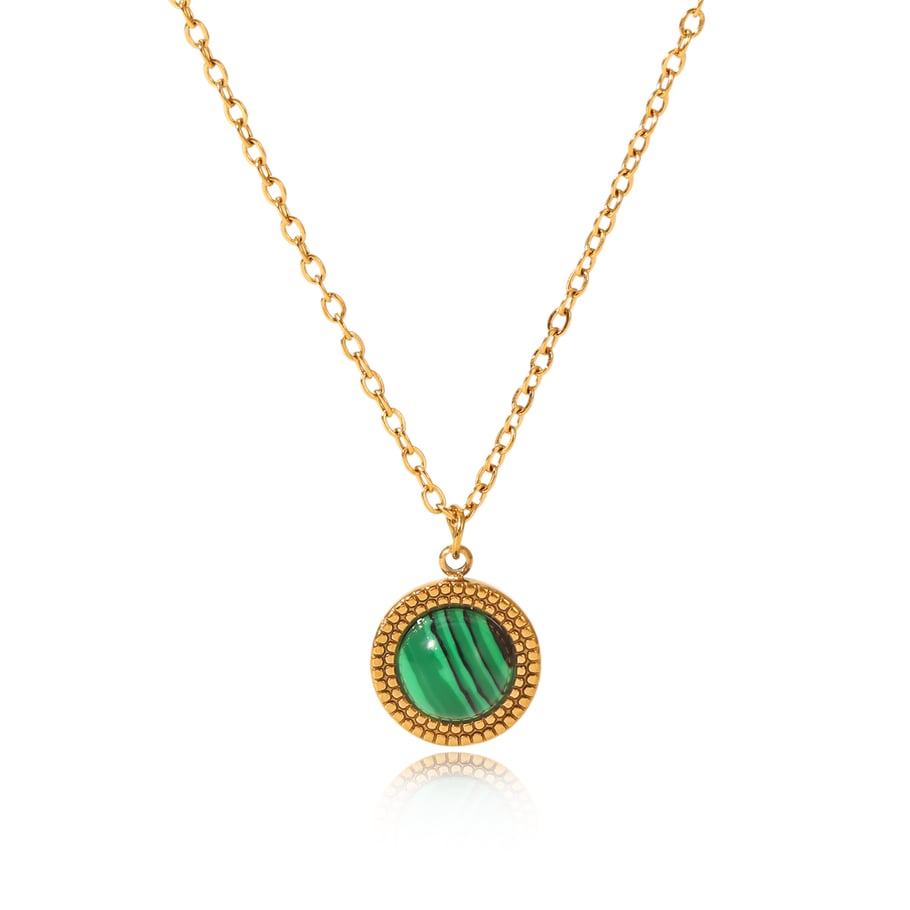 1 Piece Simple Series Daily Circle Stainless Steel  Natural Stone Women's Necklaces 
