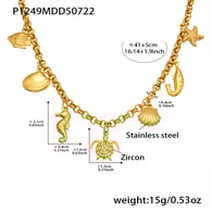 P1249-Collana multiaccessorio fai da te in oro 41+5cm Immagine17