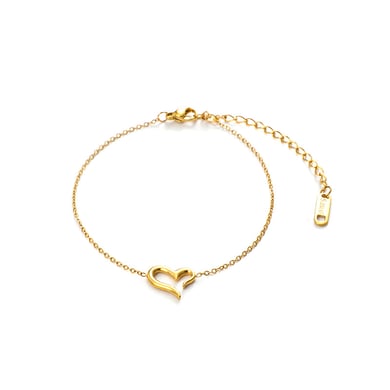 1 Piece Simple Heart Stainless Steel  Gold Color Charm Bracelet h5 