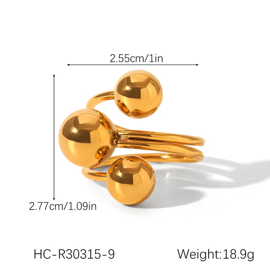 Daily Patchwork Stainless Steel  Gold Color  Statement Rings Picture2