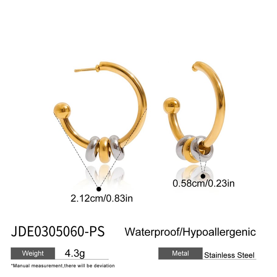 1 Pair Minimalist Circle Stainless Steel Gold Color Women's Hoop Earrings Picture2
