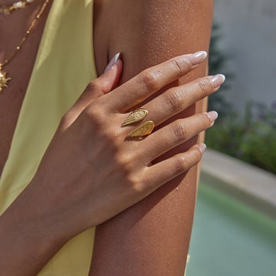 1 stuk Delicate Wings roestvrij staal goudkleurige statement ringen h5 Afbeelding3
