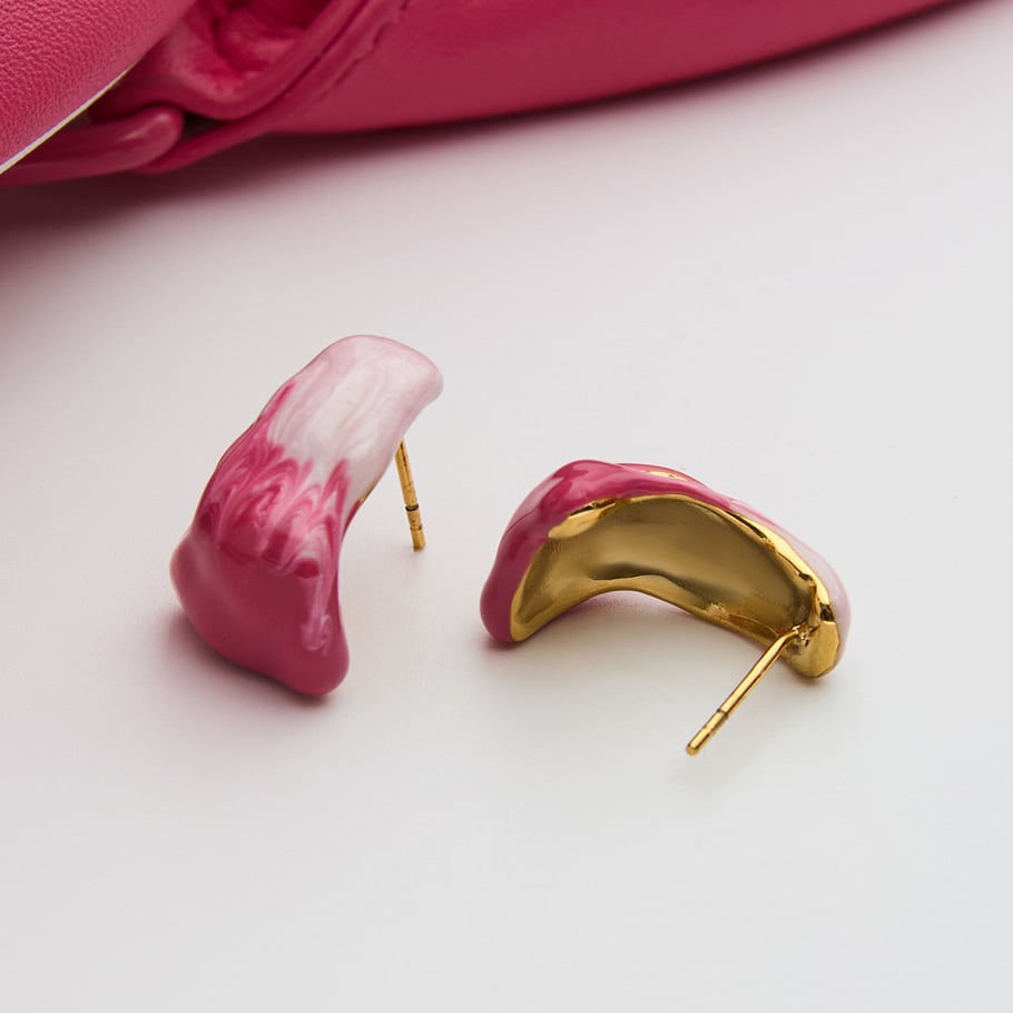 1 par de pendientes de aro de acero inoxidable con degradado romántico para mujer Imagen6