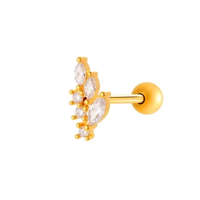 1 Piece Copper Gold Color  Zircon Piercing Earring h5 