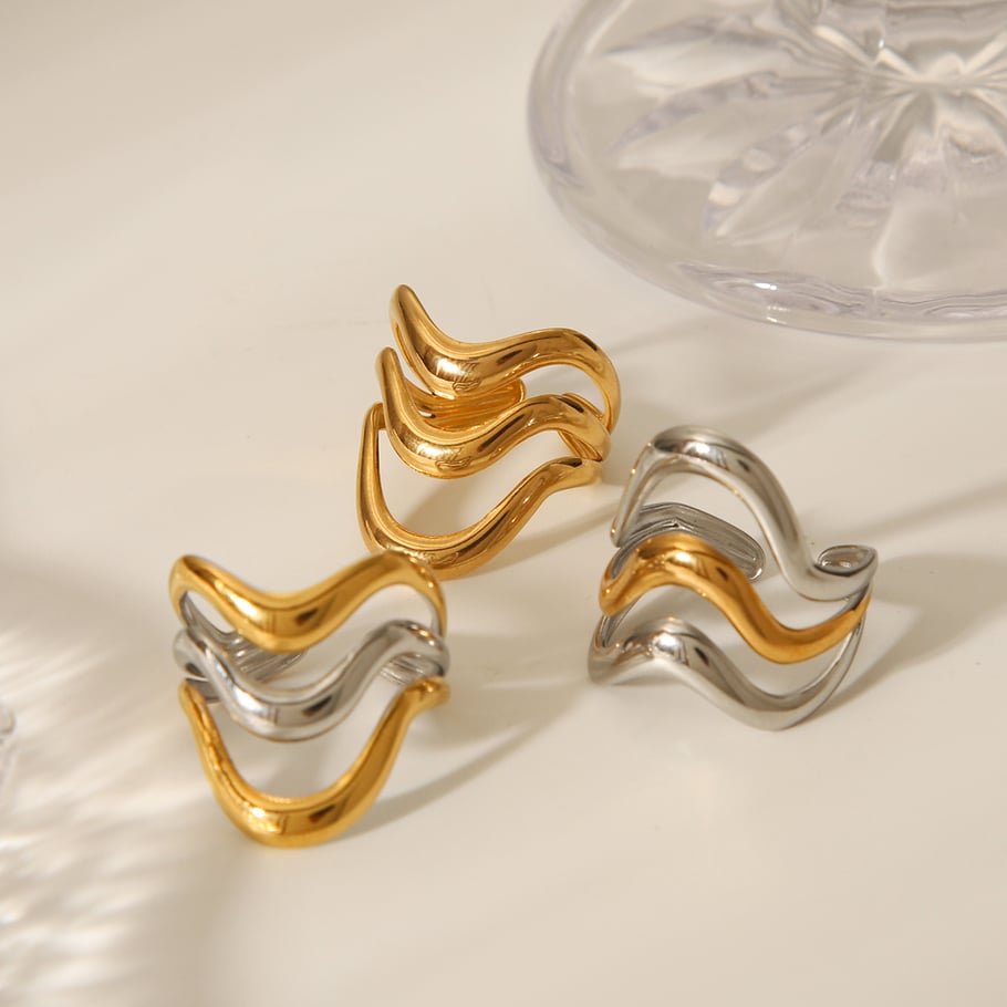 1 Stück einfache Statement-Ringe aus Edelstahl mit täglichen Linien in Goldfarbe Bild6