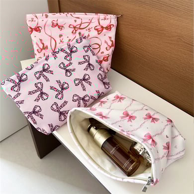 1 Stück Premium gestreifte Schleife Damen Make-up Tasche h5 Bild4