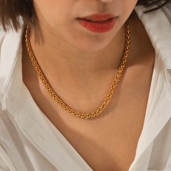 1 Piece Daily Chain Stainless Steel  Gold Color  Women's Chain Necklaces