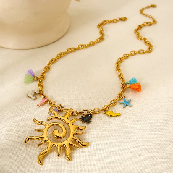 1 Piece Luxurious  Vacation Sun  Fish  Stainless Steel  Women's Pendant Necklaces 2