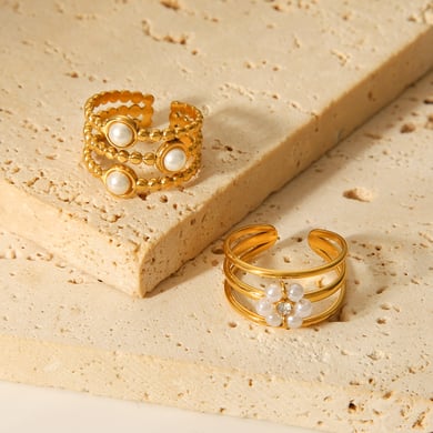 1 Stück Tägliche Blumenperlen Edelstahl Perlen Statement Ringe h5 Bild8