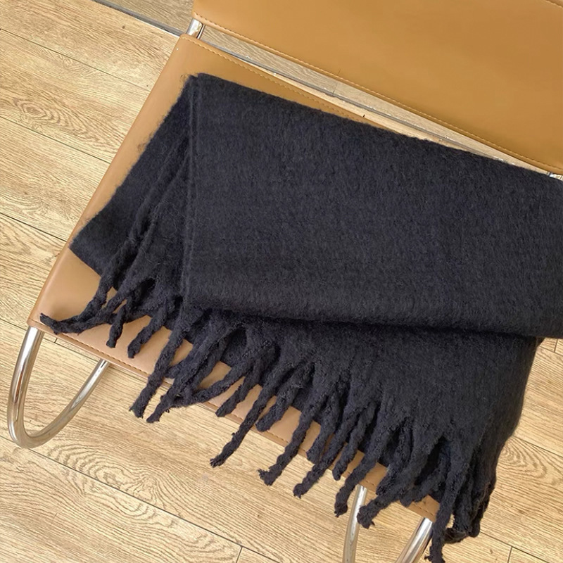 1 Stück einfache einfarbige Polyester-Winterschals für Damen 
