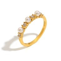 Simple Imitation Pearl Zircon Ring-Gold/Number 7 Picture2