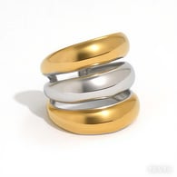 Gold and silver color/Ring size 8/1件戒指 Afbeelding2