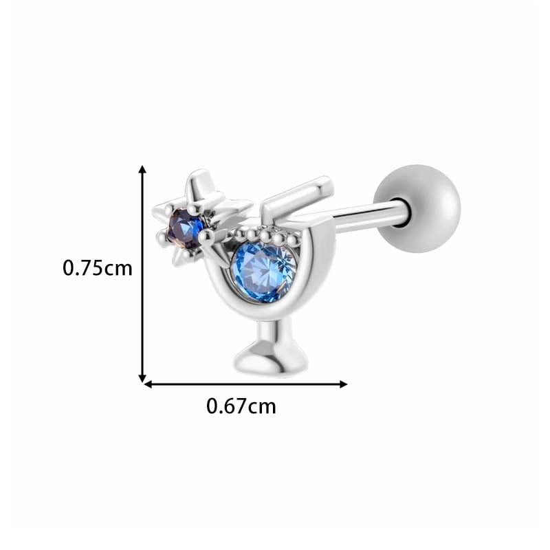 1 Piece Flower Copper Zircon Piercing Earring Picture2