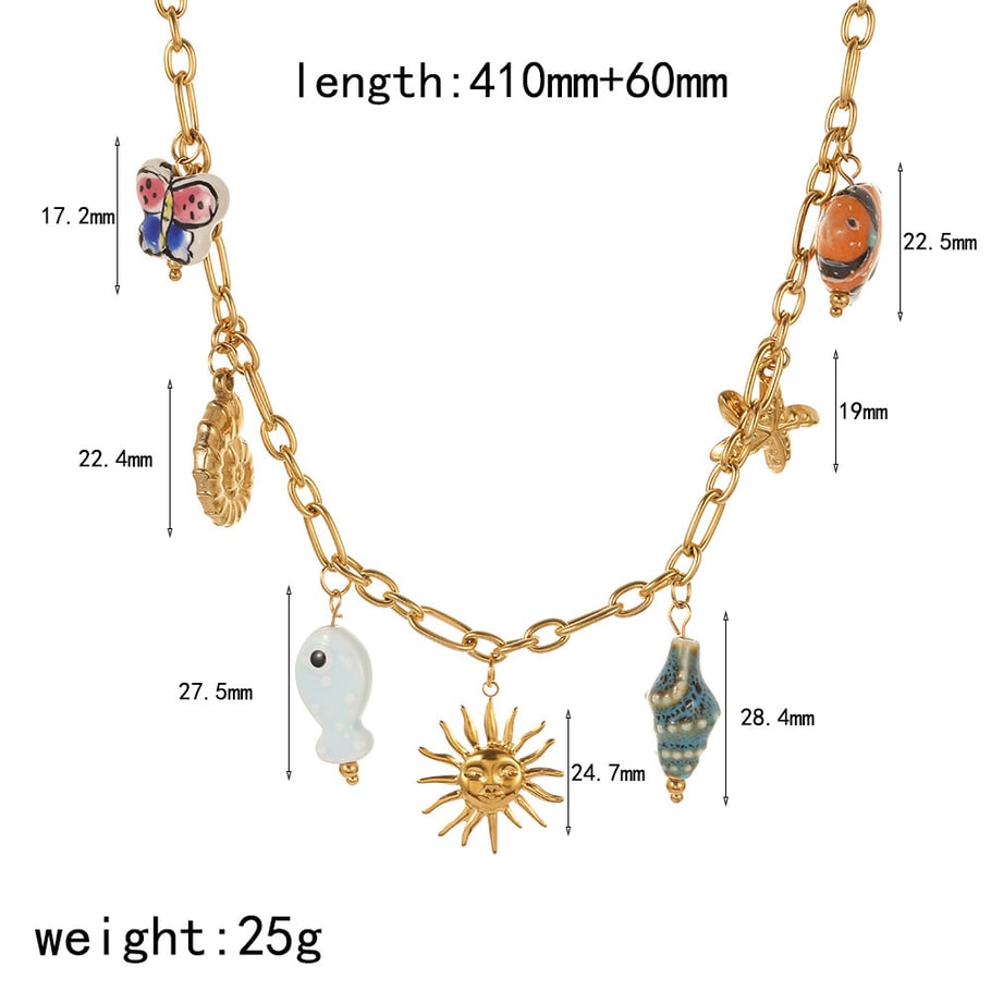 1 stuk Oceanic roestvrijstalen goudkleurige hangerketting 