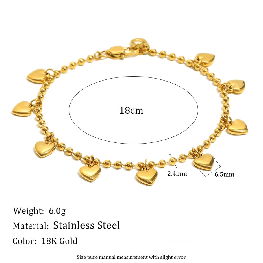 1 Piece Sweet Heart Stainless Steel Gold Color Women's Charm Bracelets Picture8