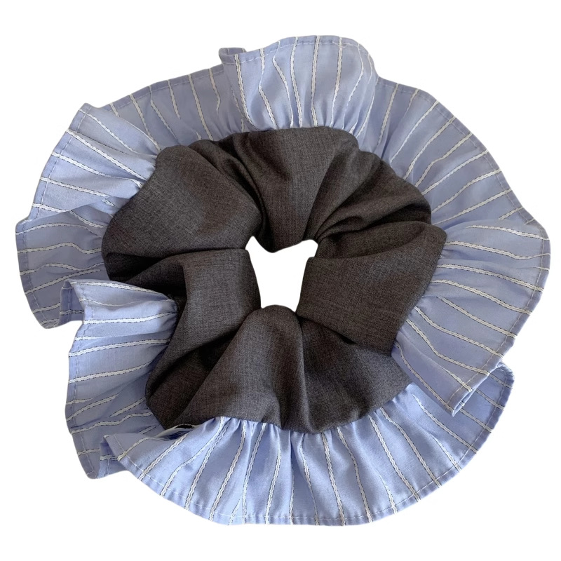 1 stuk romantische serie elegante scrunchies van streepstof voor dames Afbeelding3