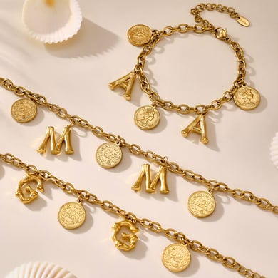 1 Piece Daily Letter Stainless Steel Gold Color Women's Charm Bracelets h5 Picture8