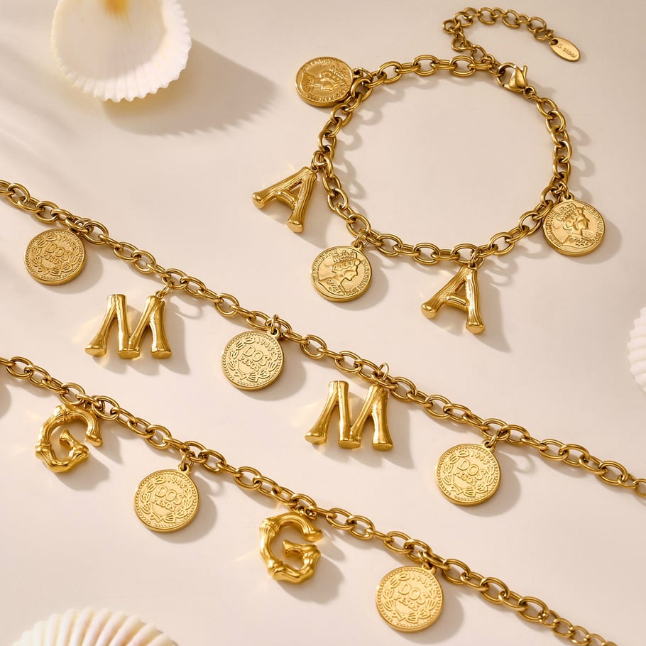 1 Piece Daily Letter Stainless Steel Gold Color Women's Charm Bracelets Picture8