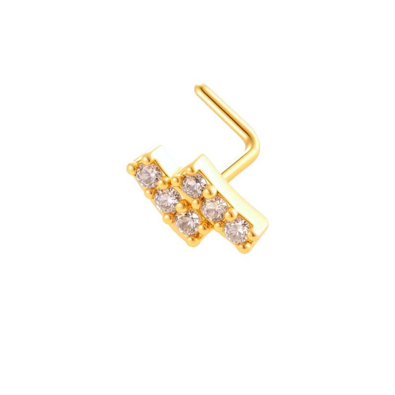 1 Piece Copper Gold Color Zircon Nose Stud