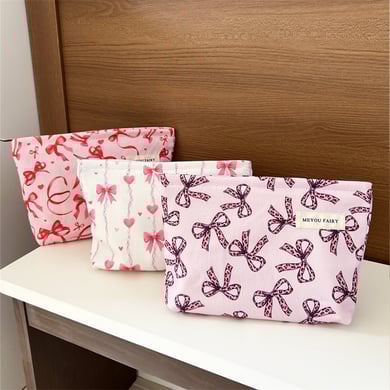 1 Stück Premium gestreifte Schleife Damen Make-up Tasche h5 Bild3