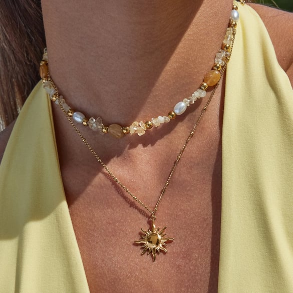 1 Piece Bohemian Sun Stainless Steel Gold Color Women's Layered Necklaces