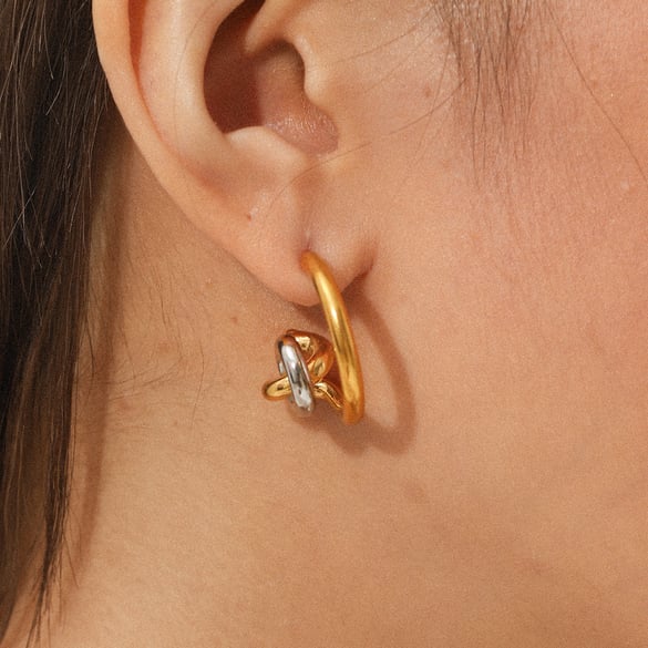 1 Paar Damen-Ohrstecker in täglicher unregelmäßiger Form aus Edelstahl in Goldfarbe 2