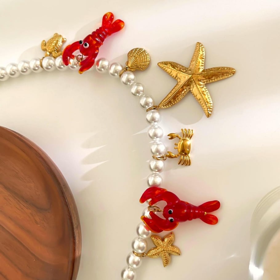 1 Piece Glaze Lobster Beaded Necklace Picture5