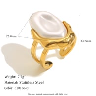 Offener Ring mit barocker Kunstperle, Gold Bild2