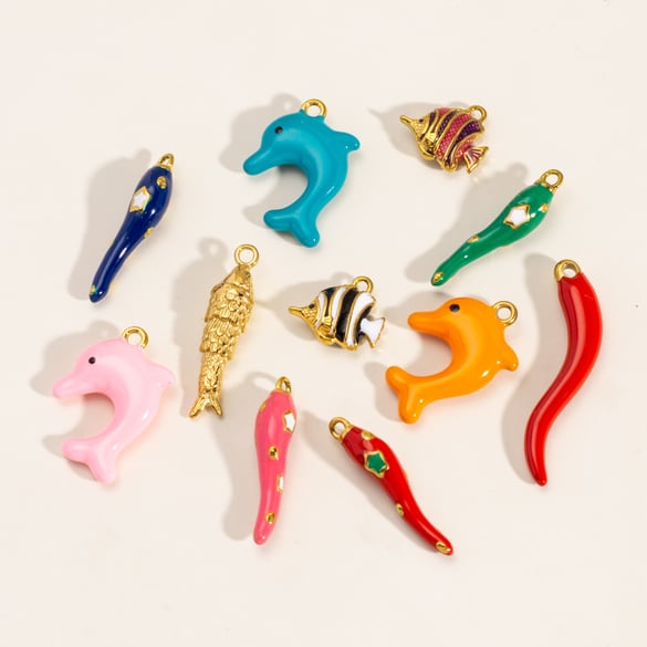 Classic Ocean Series Cute Dolphin Stainless Steel DIY Pendant 2
