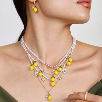 1 Piece Natural Lemon Stainless Steel Gold Color Women's Pendant Necklaces h5 Picture8