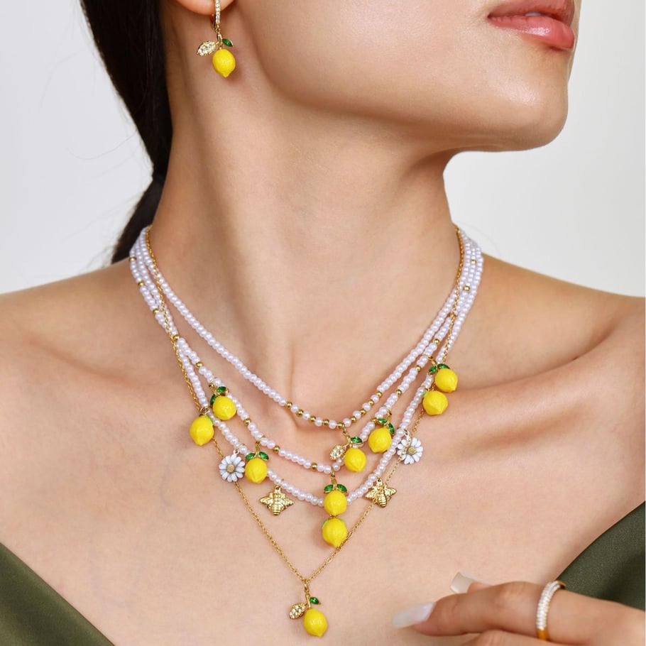 1 Piece Natural Lemon Stainless Steel Gold Color Women's Pendant Necklaces Picture8