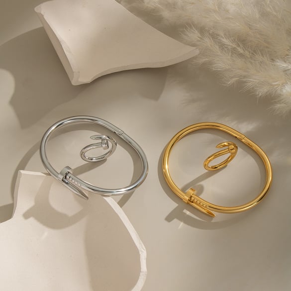 1 Piece Stainless Steel Gold Color Cuff Bracelet 2