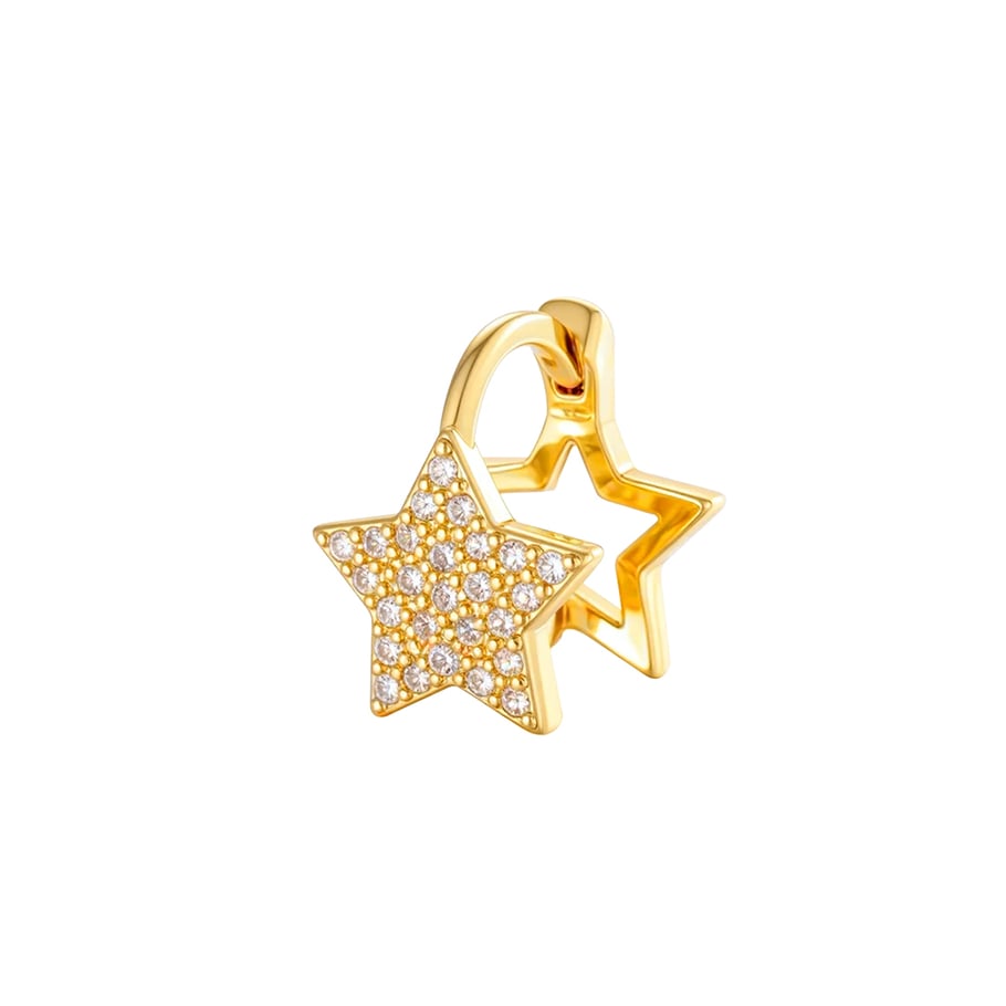1 pieza de pendientes de aro con circonitas de color cobre y dorado con estrella moderna para mujer 