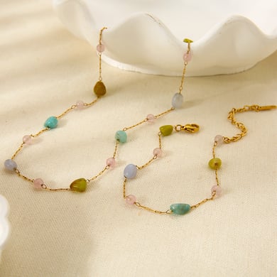 Set di gioielli in acciaio inossidabile con catena di forma irregolare da 1 pezzo h5 Immagine2