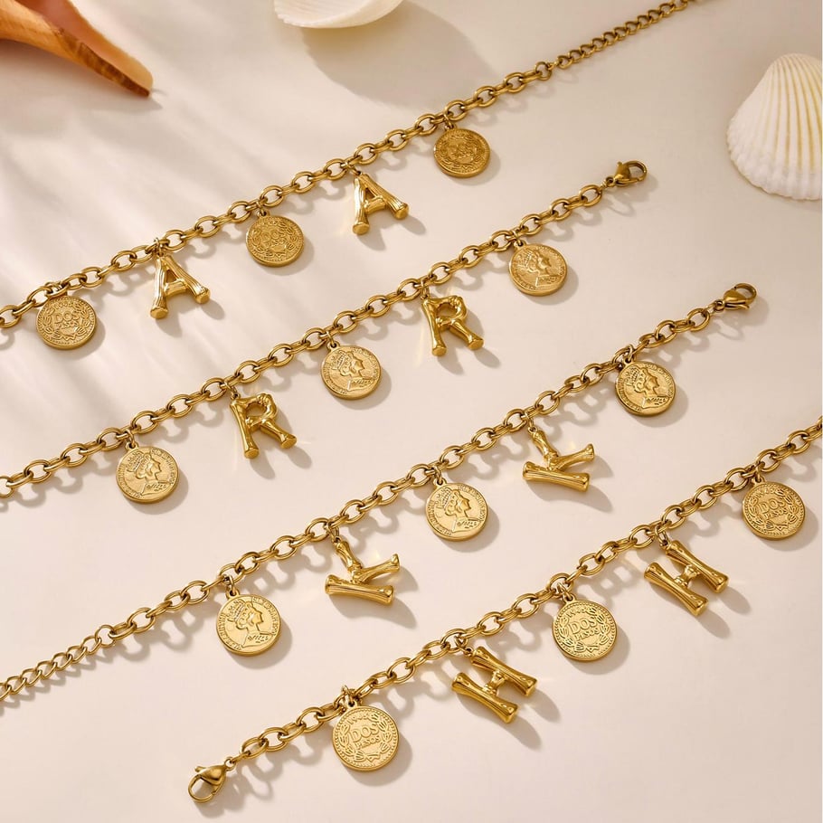 1 Piece Daily Letter Stainless Steel Gold Color Women's Charm Bracelets Picture7