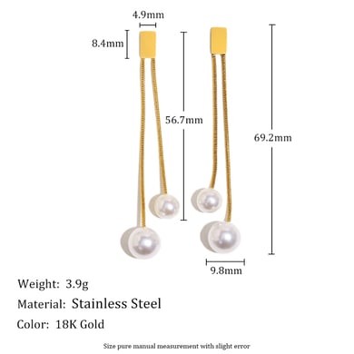 1 Pair Elegant Tassel Stainless Steel Gold Color Dangle Earrings h5 Picture2