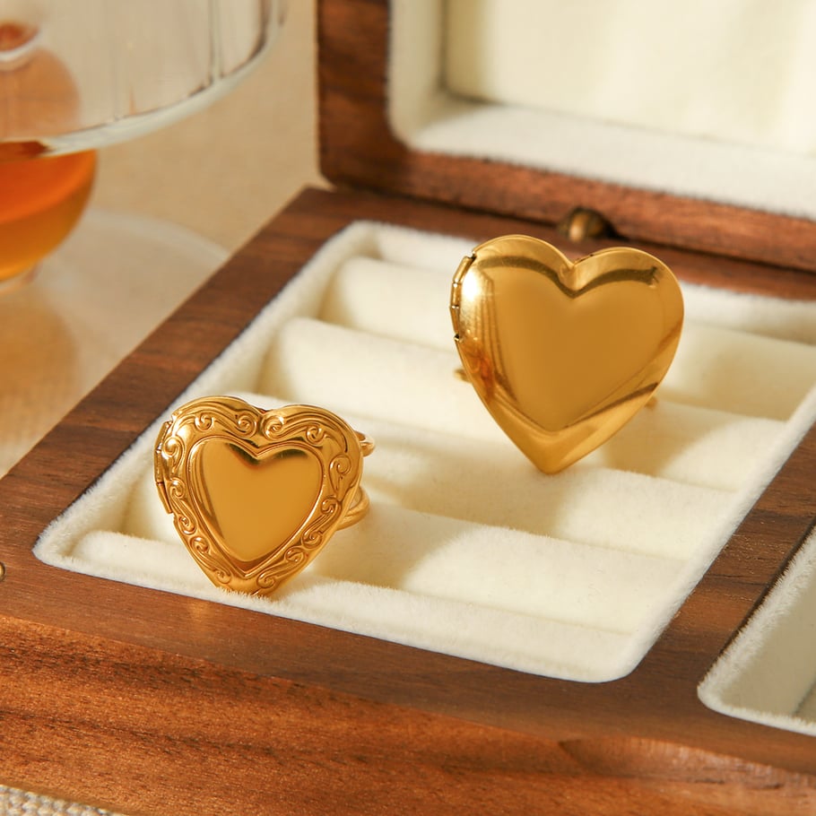 1 Stück Simple Series Daily Heart Statement-Ringe aus Edelstahl in Goldfarbe Bild7
