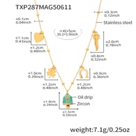 TXP287-Golden Green Bell Enamel Necklace 41+5cm Picture17