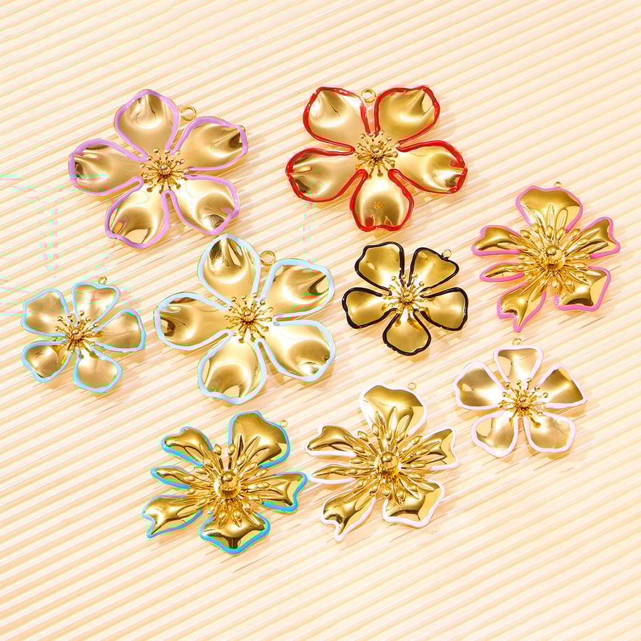 1 colgante de acero inoxidable con flor policromada para mujer Imagen5