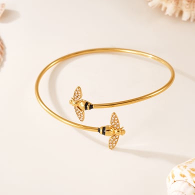 Braccialetti da donna in acciaio inossidabile color oro con zirconi, 1 pezzo, delicati insetti h5 Immagine7