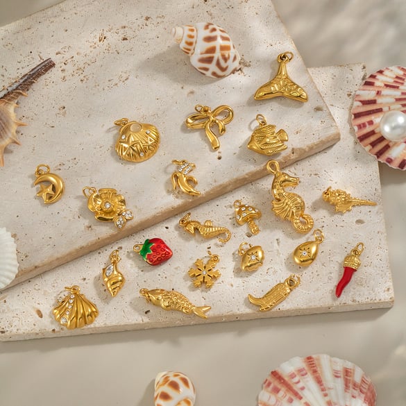 1 Stück Oceanic Edelstahl Gold Farbe DIY Anhänger