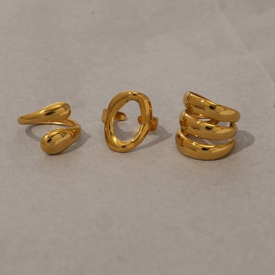 Anillos llamativos de acero inoxidable en color dorado con forma irregular simple de 1 pieza h5 Imagen7